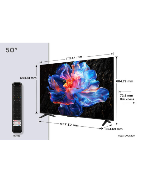 TV Set, TCL, 50 ", 4K Ultra HD, 3840 x 2160 pixels, Flat, 16:9, DLED, 50V6C