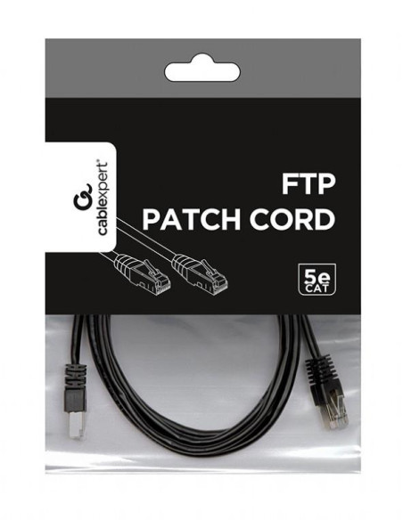 PATCH CABLE CAT5E FTP 2M/PP22-2M/BK GEMBIRD