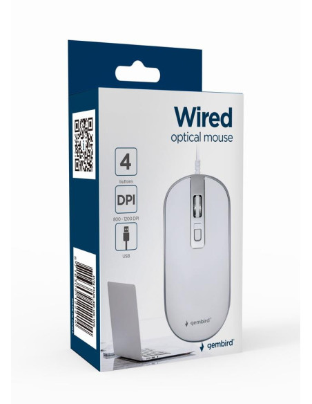 MOUSE USB OPTICAL WHITE/SILVER/MUS-4B-06-WS GEMBIRD