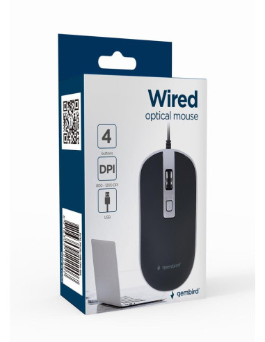 MOUSE USB OPTICAL BLACK/SILVER/MUS-4B-06-BS GEMBIRD