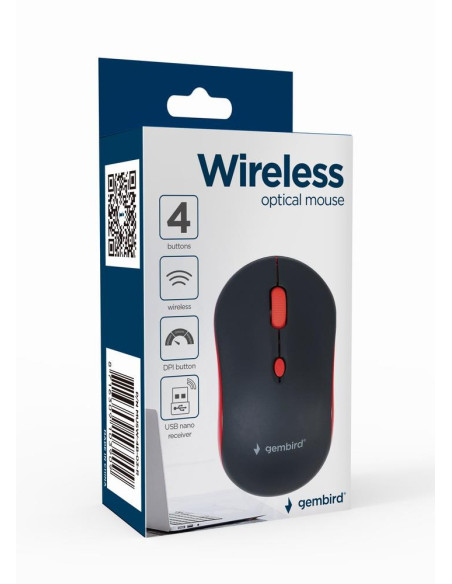 MOUSE USB OPTICAL WRL BLACK/RED MUSW-4B-03-R GEMBIRD