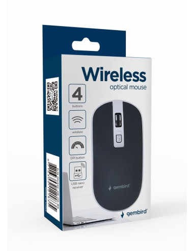 MOUSE USB OPTICAL WRL BLACK/SILVER MUSW-4B-06-BS GEMBIRD
