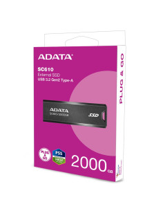 External SSD, ADATA, SC610, 2TB, USB 3.2, Write speed 500 MBytes/sec, Read speed 550 MBytes/sec, SC610-2000G-CBK/RD