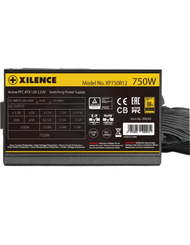 Power Supply, XILENCE, 750 Watts, Efficiency 80 PLUS GOLD, PFC Active, XN335