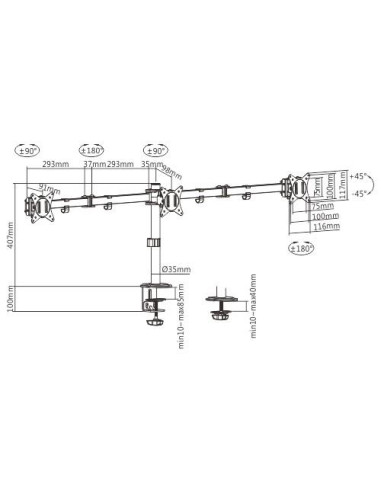 DISPLAY ACC MOUNTING ARM/17-27" MA-D3-01 GEMBIRD