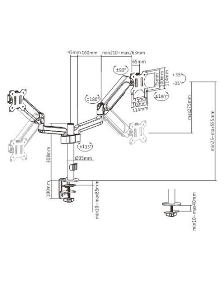 DISPLAY ACC MOUNTING ARM/17-32" MA-DA2P-01 GEMBIRD