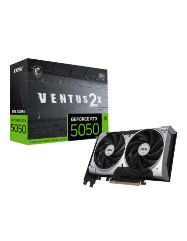 Graphics Card, MSI, NVIDIA GeForce RTX 5050, 8 GB, GDDR6, 128 bit, PCIE 5.0 16x, Dual Slot Fansink, RTX50508GVENTUS2XOC