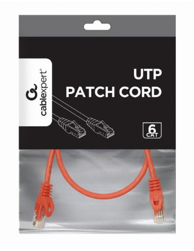 PATCH CABLE CAT6 UTP 0.5M/RED PP6U-0.5M/R GEMBIRD