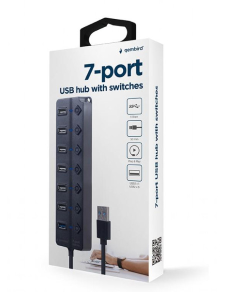 I/O HUB USB3 7PORT/UHB-U3P1U2P6P-01 GEMBIRD