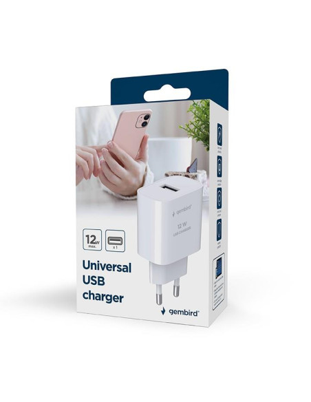 CHARGER USB UNIVERSAL 2.4A/WHITE TA-UC-1A12-01 GEMBIRD