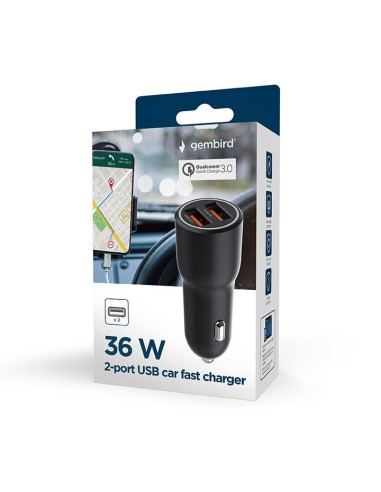 MOBILE CHARGER CAR USB 2PORT/TA-UC-A2QC36-CAR-01 GEMBIRD