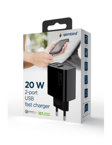 CHARGER USB UNIVERSAL QC3.0/TA-UC-PDQC20-01-BK GEMBIRD