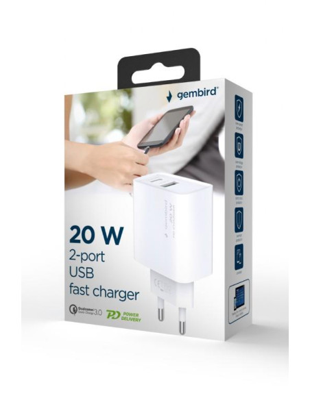 CHARGER USB UNIVERSAL QC3.0/TA-UC-PDQC20-01-W GEMBIRD