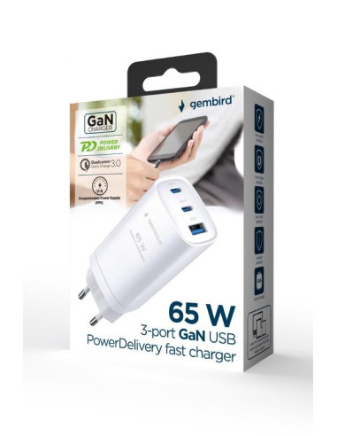 CHARGER USB UNIVERSAL QC3.0/TA-UC-PDQC65-01-W GEMBIRD
