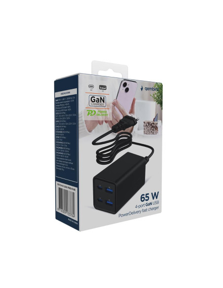CHARGER USB UNIVERSAL 4P 65W/TA-UC-2A2C-PD65-01-BK GEMBIRD