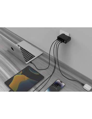 CHARGER USB 100W 4PORT GAN/TA-UC-PDQC100LCD-01-BK GEMBIRD