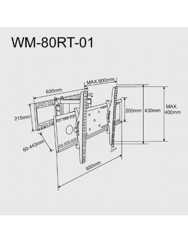 TV SET ACC WALL MOUNT 37-80"/WM-80ST-02 GEMBIRD