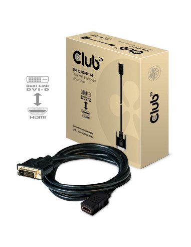 CABLE DVI-D TO HDMI 2M/M/F CAC-1211 CLUB3D