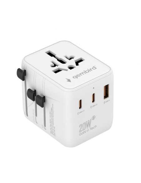 POWER ADAPTER TRAVEL 20W/WHITE TPA-1A2C20-01-W GEMBIRD