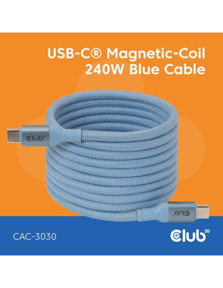 CABLE USB-C TO USB-C 2M/MAGNETIC BLUE CAC-3030 CLUB3D