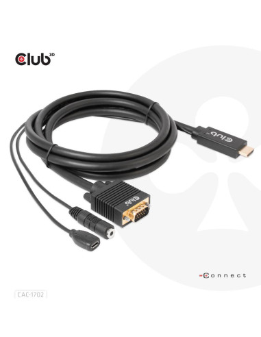 CABLE HDMI TO VGA 2M/M/M CAC-1712 CLUB3D