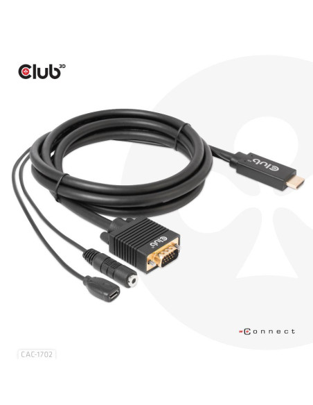 CABLE HDMI TO VGA 2M/M/M CAC-1712 CLUB3D