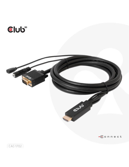 CABLE HDMI TO VGA 2M/M/M CAC-1712 CLUB3D