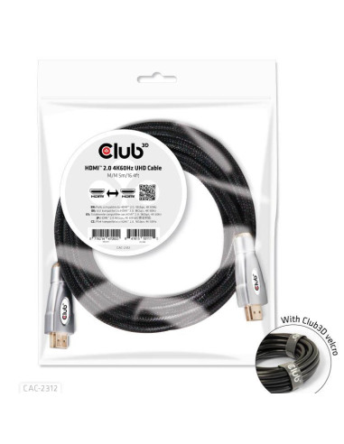 CABLE HDMI TO HDMI 5M/M/M CAC-2312 CLUB3D