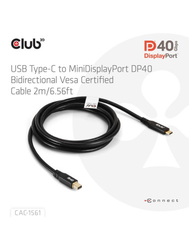 CABLE USB-C TO MINI DP 1.2M/M/M CAC-1561 CLUB3D