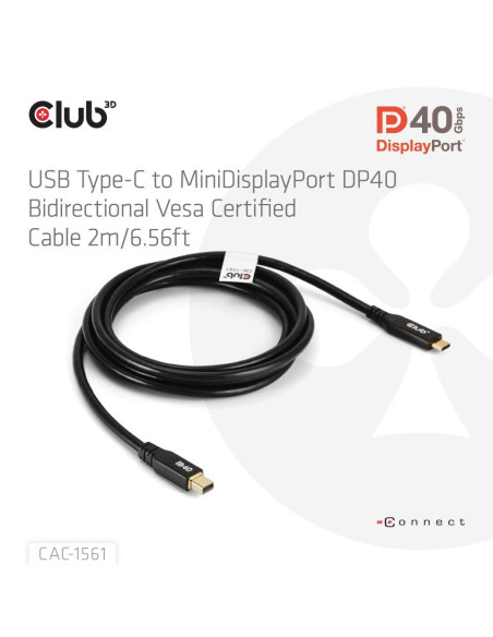 CABLE USB-C TO MINI DP 1.2M/M/M CAC-1561 CLUB3D