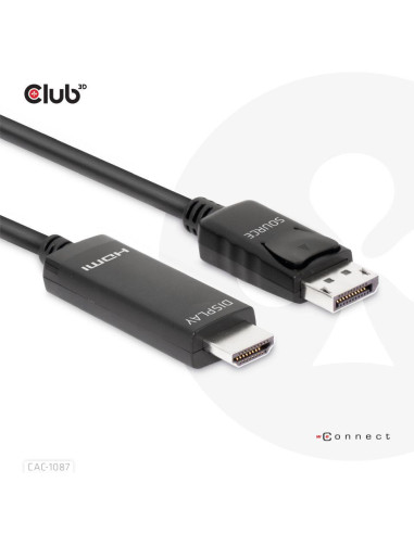 CABLE DP TO HDMI 3M/M/M CAC-1087 CLUB3D
