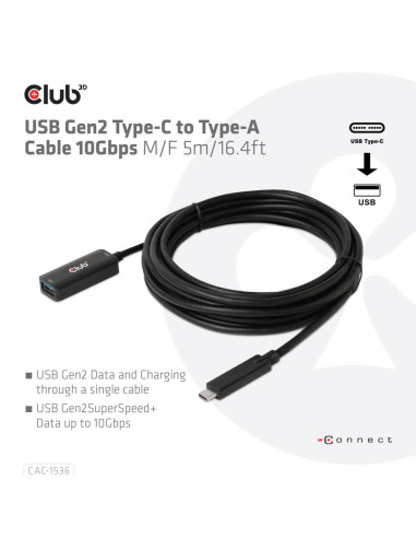 CABLE USB-C TO USB 5M/M/F CAC-1536 CLUB3D