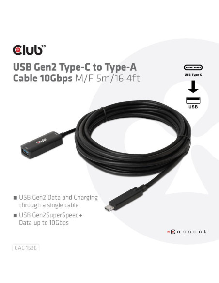 CABLE USB-C TO USB 5M/M/F CAC-1536 CLUB3D