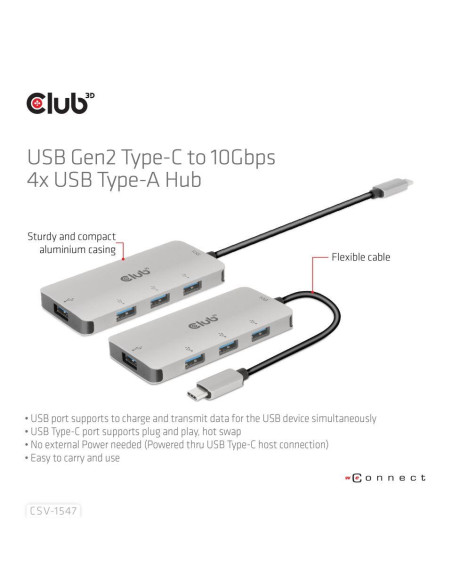 I/O HUB USB-C TO USB 4PORT/M/F CSV-1547 CLUB3D
