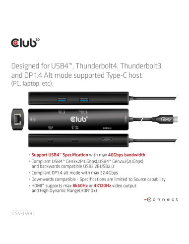 I/O HUB 6IN1 USB-C HDMI/100W CSV-1599 CLUB3D