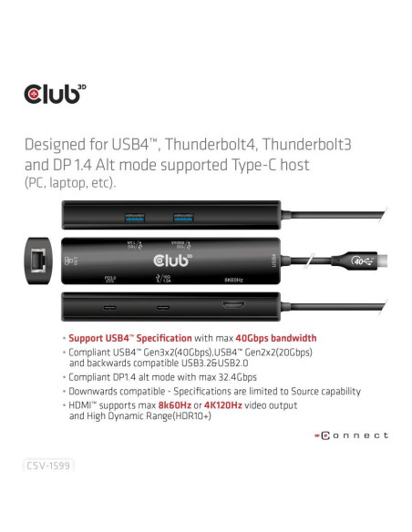 I/O HUB 6IN1 USB-C HDMI/100W CSV-1599 CLUB3D