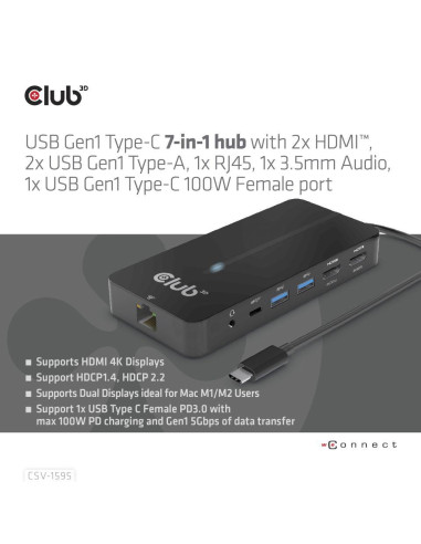 I/O HUB 7IN1 USB-C/100W CSV-1595 CLUB3D