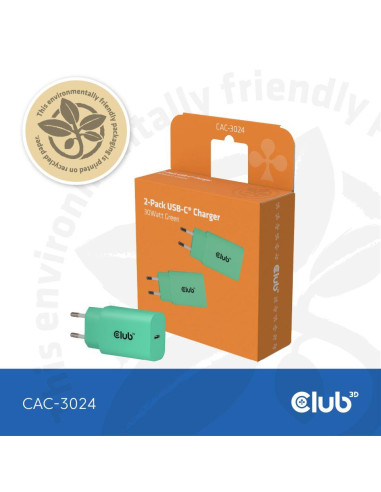 MOBILE CHARGER WALL USB-C/2PK 30W GREEN CAC-3024 CLUB3D