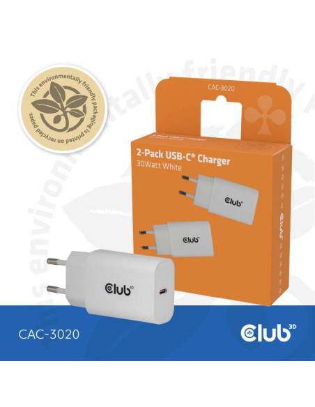MOBILE CHARGER WALL USB-C/2PACK 30W WH CAC-3020 CLUB3D