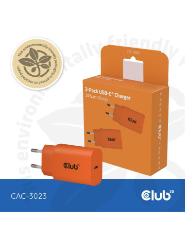 MOBILE CHARGER WALL USB-C/2PK 30W ORANGE CAC-3023 CLUB3D