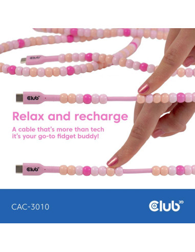 CABLE USB-C TO USB-C/PINK CAC-3010 CLUB3D