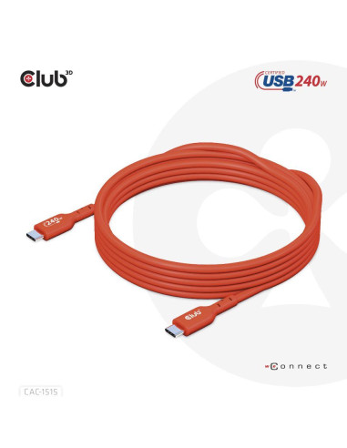 CABLE USB-C TO USB-C 4M/M/M CAC-1515 CLUB3D