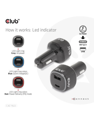 NB CHARGER CAR USB+USB-C/63W CAC-1922 CLUB3D