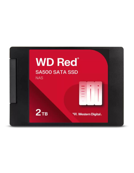 SSD, WESTERN DIGITAL, Red SA500, 2TB, SATA 3.0, Write speed 520 MBytes/sec, Read speed 560 MBytes/sec, 2,5", TBW 500 TB, MTBF 1