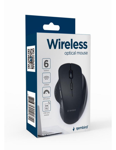 MOUSE USB OPTICAL WRL BLACK/MUSW-6B-02 GEMBIRD