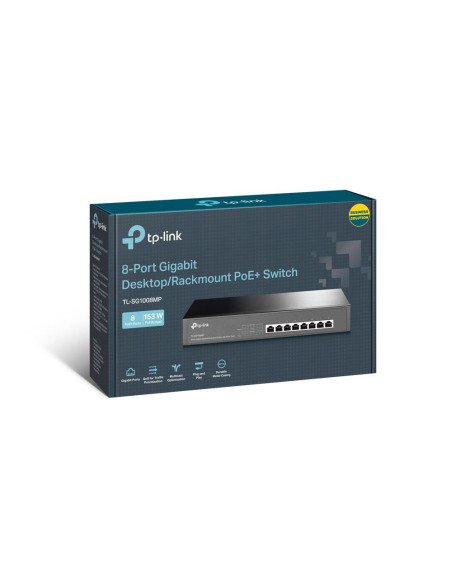 Switch, TP-LINK, Desktop/pedestal, Rack, PoE+ ports 8, TL-SG1008MP Switch, TP-LINK, Desktop/pedestal, Rack, PoE+ ports 8, TL-SG1008MP