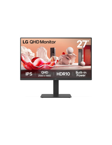 LCD Monitor, LG, 27 ", 2560 x 1440 pixels, Quad HD, Native aspect ratio 16:9, LCD, Flat, 27BA54QB-B