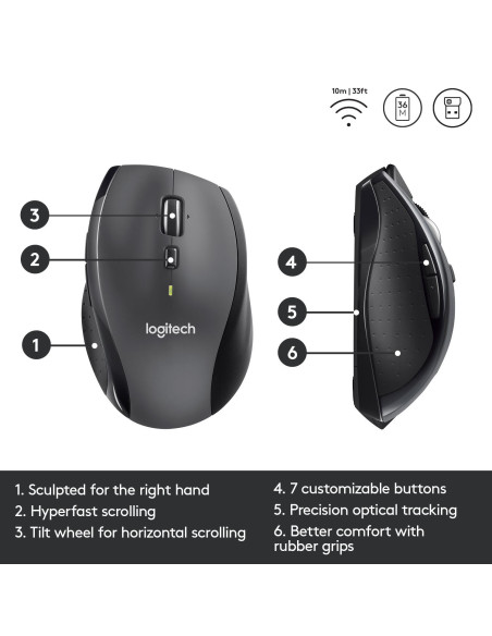 MOUSE USB LASER WRL M705/BLACK 910-001949 LOGITECH
