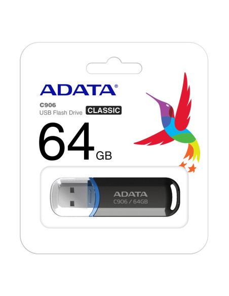 MEMORY DRIVE FLASH USB2 64GB/BLACK AC906-64G-RBK A-DATA