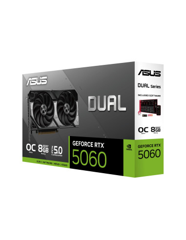 Graphics Card, ASUS, NVIDIA GeForce RTX 5060, 8 GB, GDDR7, 128 bit, PCIE 5.0 16x, Dual Slot Fansink, 1xHDMI, 3xDisplayPort, DUA